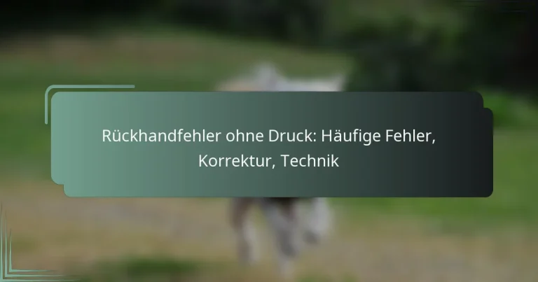 Rückhandfehler ohne Druck: Häufige Fehler, Korrektur, Technik